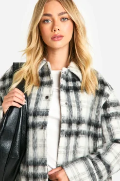 Check Wool Look Shacket