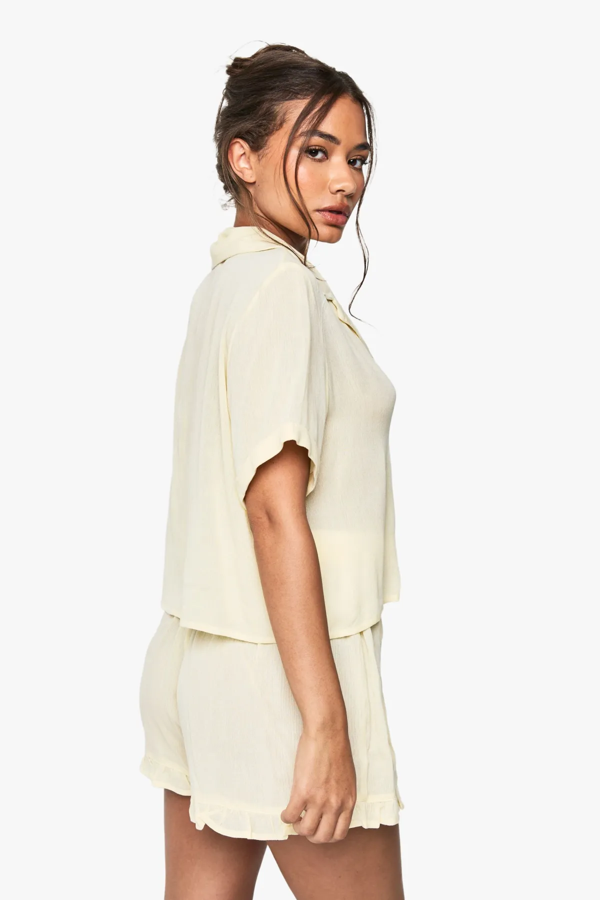 boohoo Cheesecloth Boxy Shirt And Short Pyjama Set<Femme Pyjamas