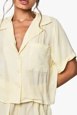boohoo Cheesecloth Boxy Shirt And Short Pyjama Set<Femme Pyjamas