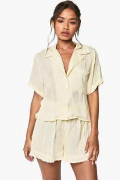 boohoo Cheesecloth Boxy Shirt And Short Pyjama Set<Femme Pyjamas