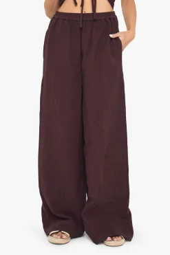 boohoo Cheesecloth Elasticated Waist Wide Leg Trousers<Femme Pantalons|Looks Chocolat