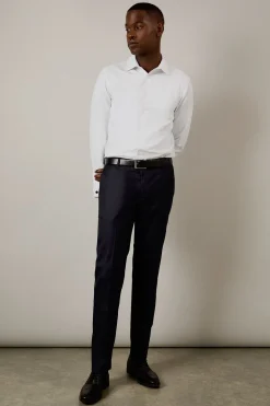 Chemise Ajustée Blanche Texturée à Double Manchettes