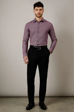 Chemise Ajustée Bordeaux Texturée