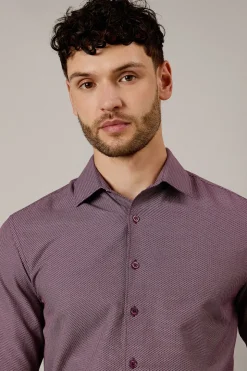 Chemise Ajustée Bordeaux Texturée