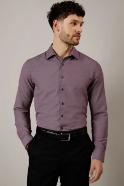 Chemise Ajustée Bordeaux Texturée
