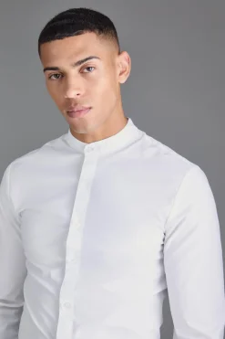 Chemise Ajustée Col Grand-Père