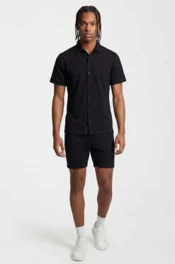 Chemise Ajustée En Jersey À Manches Courtes Et Col Bowling