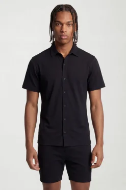 Chemise Ajustée En Jersey À Manches Courtes Et Col Bowling