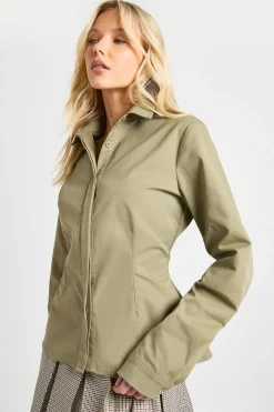 boohoo Chemise ajustée en sergé<Femme Tops D’Automne|Tops