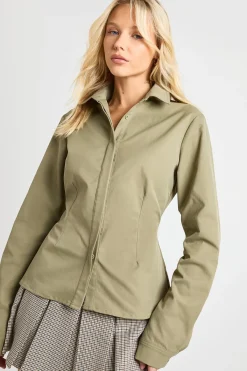 boohoo Chemise ajustée en sergé<Femme Tops D’Automne|Tops