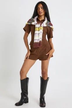 Chemise Ajustée En Velours Côtelé À Manches Courtes