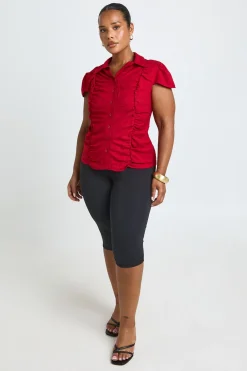 boohoo Chemise Ajustée Froncée Grande Taille<Femme Tops