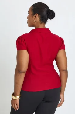 boohoo Chemise Ajustée Froncée Grande Taille<Femme Tops