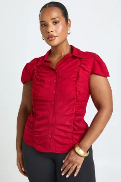 boohoo Chemise Ajustée Froncée Grande Taille<Femme Tops