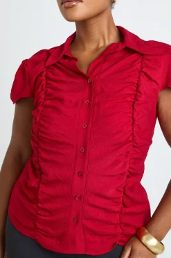 boohoo Chemise Ajustée Froncée Grande Taille<Femme Tops