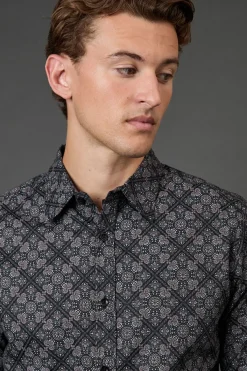 Burton Chemise Ajustée à Manches Longues Imprimé Carreaux Noirs<Homme Chemises