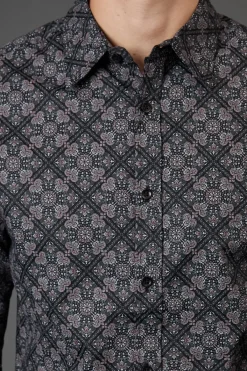 Burton Chemise Ajustée à Manches Longues Imprimé Carreaux Noirs<Homme Chemises