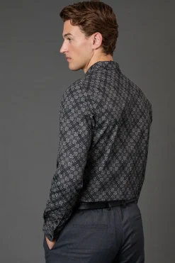 Burton Chemise Ajustée à Manches Longues Imprimé Carreaux Noirs<Homme Chemises