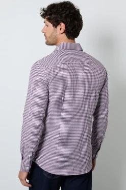Chemise Ajustée À Manches Longues À Carreaux Vichy Bordeaux