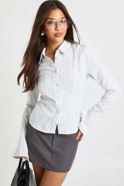 boohoo Chemise Ajustée À Rayures Texturées<Femme Looks Preppy|Tops