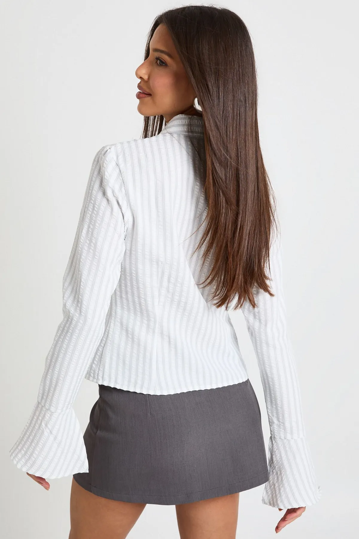 boohoo Chemise Ajustée À Rayures Texturées<Femme Looks Preppy|Tops