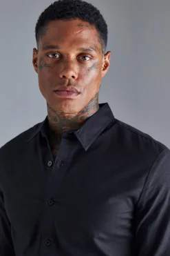 Chemise ajustée stretch à manches longues