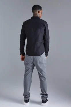 Chemise ajustée stretch à manches longues