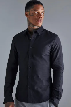 Chemise ajustée stretch à manches longues
