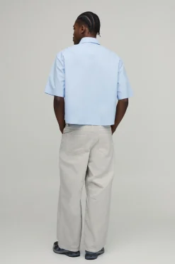 Chemise Ample Coupe Boxy Manches Courtes Ourlet Arrondi