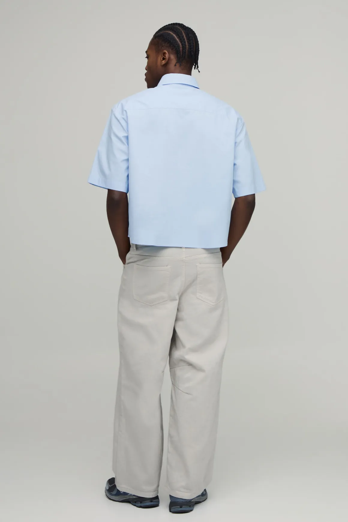 Chemise Ample Coupe Boxy Manches Courtes Ourlet Arrondi