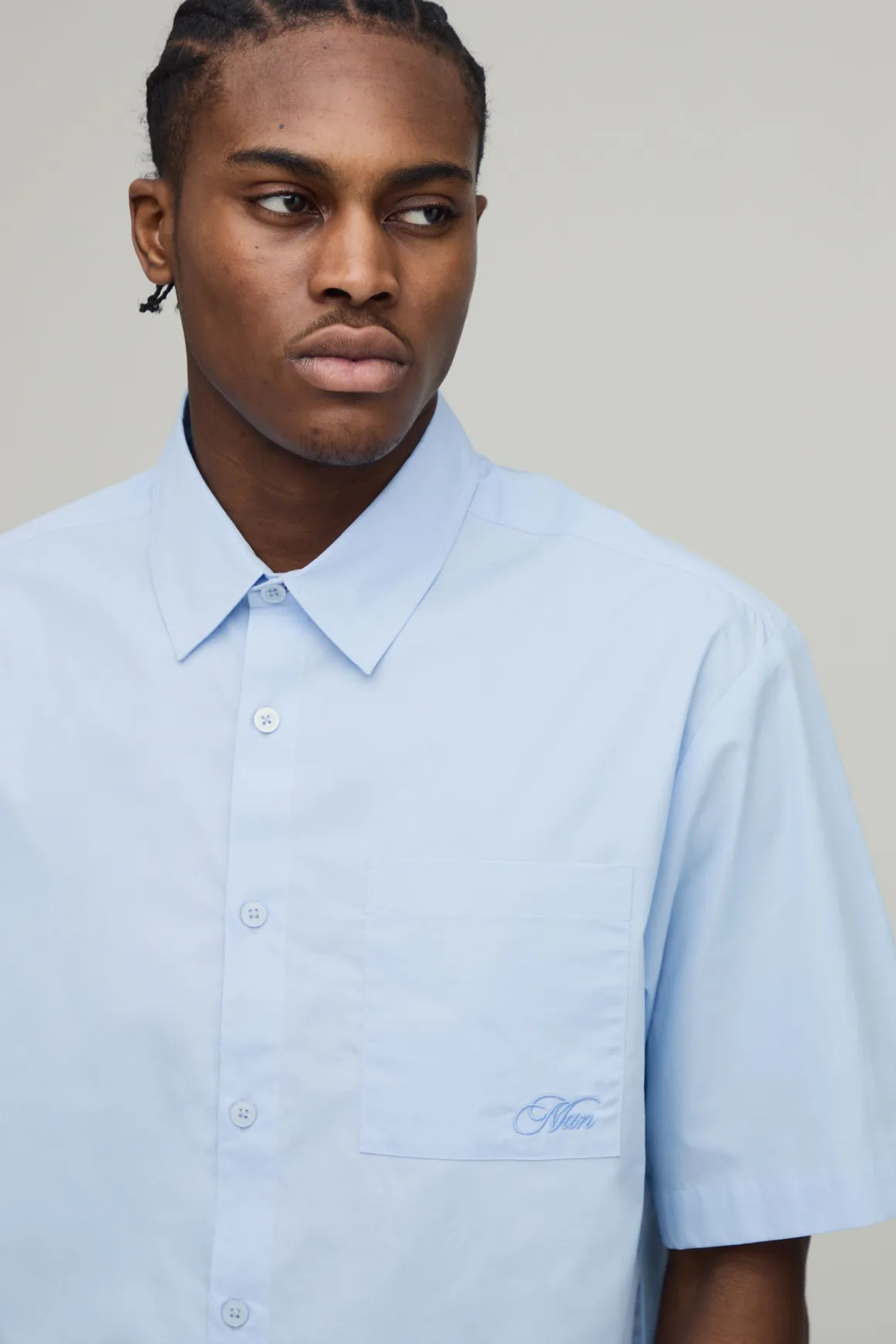 Chemise Ample Coupe Boxy Manches Courtes Ourlet Arrondi
