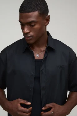 Chemise ample à coupe carrée en sergé à motif dragon