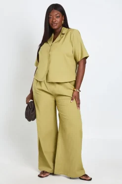 boohoo Chemise Ample En Lin À Manches Courtes Grande Taille<Femme Tops