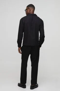 Chemise ample à enroulement à l'avant, manches longues, en mélange de lin