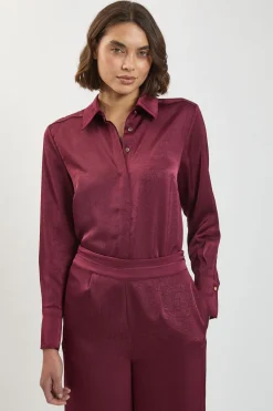 Chemise Ample En Satin Martelé Tissé