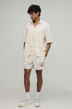 Chemise Ample À Manches Courtes Motif Piment Et Short Décontracté