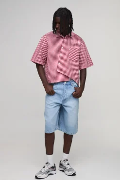 boohooMAN Chemise Ample Oversize À Carreaux Vichy Asymétrique<Homme Chemises