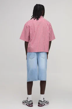 boohooMAN Chemise Ample Oversize À Carreaux Vichy Asymétrique<Homme Chemises