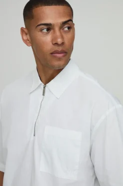 Chemise Ample Oversize Demi-manches Avec Zip Quart