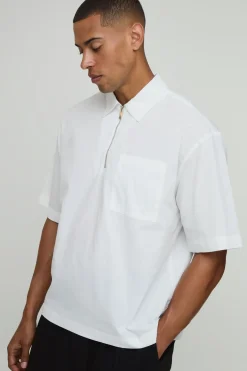Chemise Ample Oversize Demi-manches Avec Zip Quart
