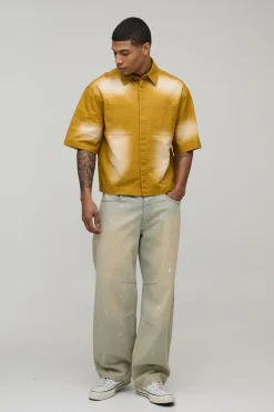 Chemise Ample Oversize Délavée Soleil Avec Patchs