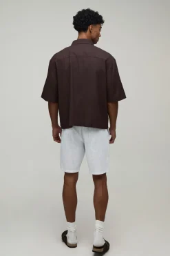 Chemise Ample Oversize En Mélange De Lin Avec Poche Brodée