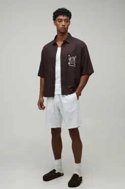 Chemise Ample Oversize En Mélange De Lin Avec Poche Brodée