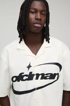 boohooMAN Chemise Ample Oversize À Imprimé Ofclman Et Manches Courtes<Homme Chemises