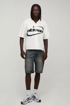 boohooMAN Chemise Ample Oversize À Imprimé Ofclman Et Manches Courtes<Homme Chemises