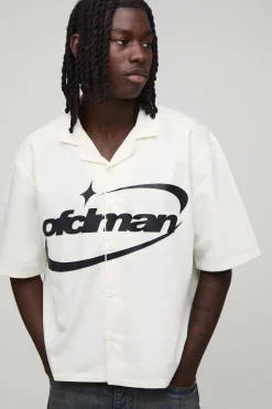 boohooMAN Chemise Ample Oversize À Imprimé Ofclman Et Manches Courtes<Homme Chemises