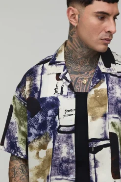 Chemise Ample Oversize à Imprimé Abstrait Grande Taille