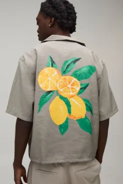 Chemise Ample Oversize À Manches Courtes Avec Imprimé Citron Au Dos