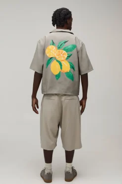 Chemise Ample Oversize À Manches Courtes Avec Imprimé Citron Au Dos