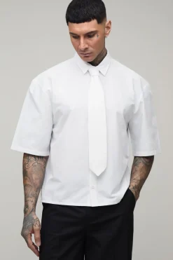 Chemise Ample Oversize À Manches Courtes Avec Cravate
